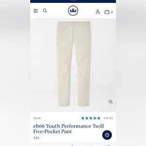 Peter Millar boys size XL (13-14) eb66 Youth Performance Twill Five-pocket pants
